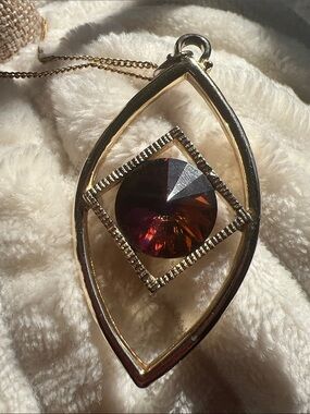 Sarah Coventry Gold-Tone Necklace with Amber-Burgundy Crystal